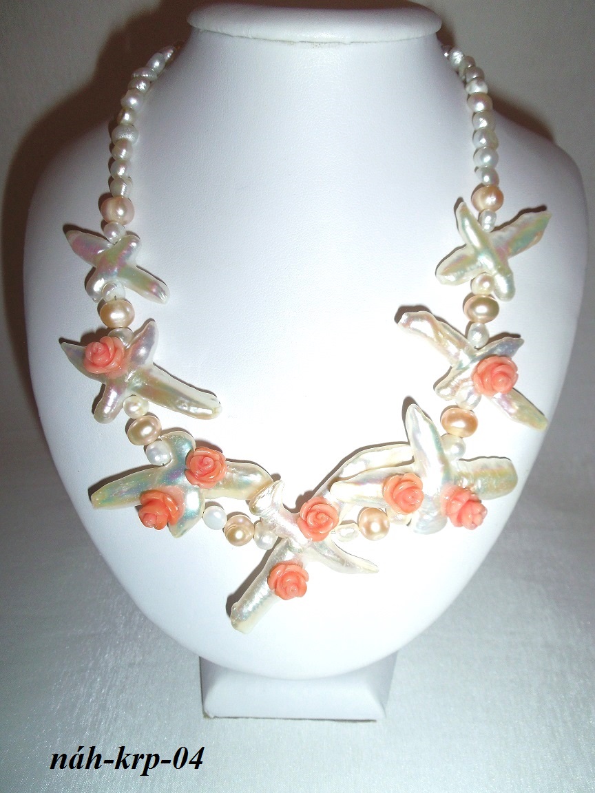 perly koral náhrdelník luxusný - kvitnúce perly