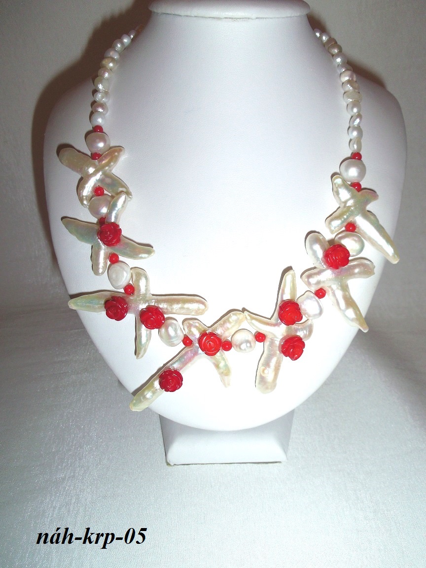 perly koral luxusný náhrdelník