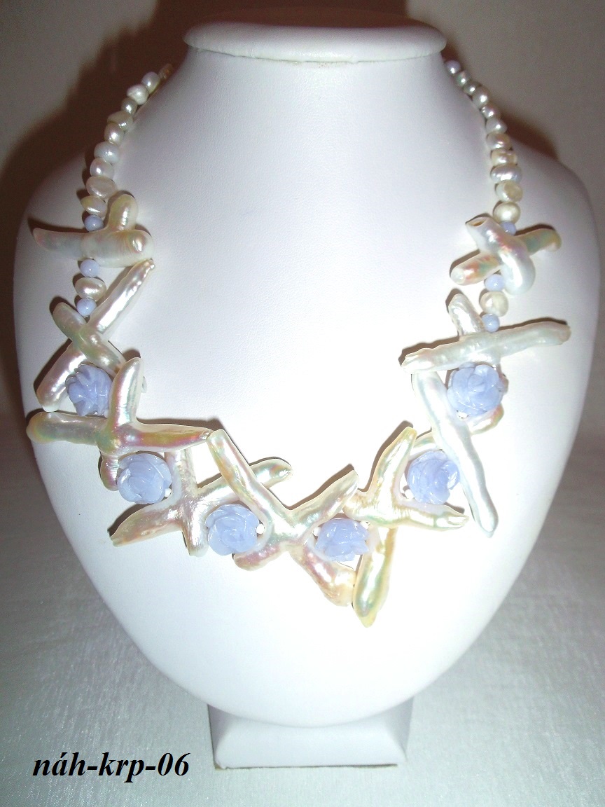 perly riečne chalcedón náhrdelník - modrá perla oceánu