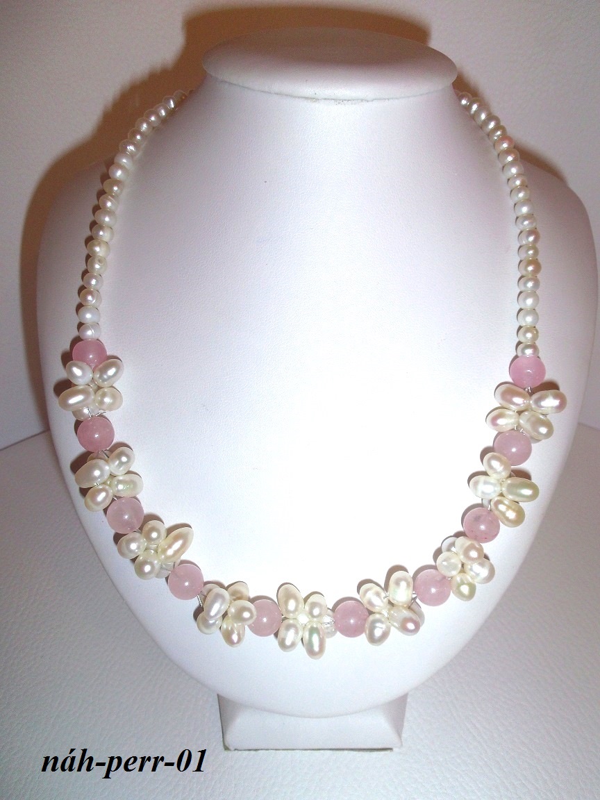 Ruženín a perly prírodné náhrdelník