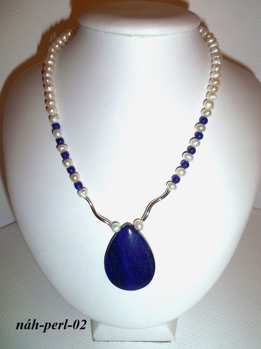 lapis lazuli perly náhrdelník