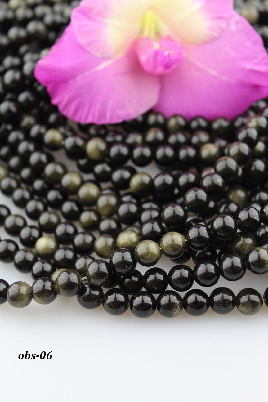 obsidi�n zlato-�ierny kor�lky 8mm AKCIA!