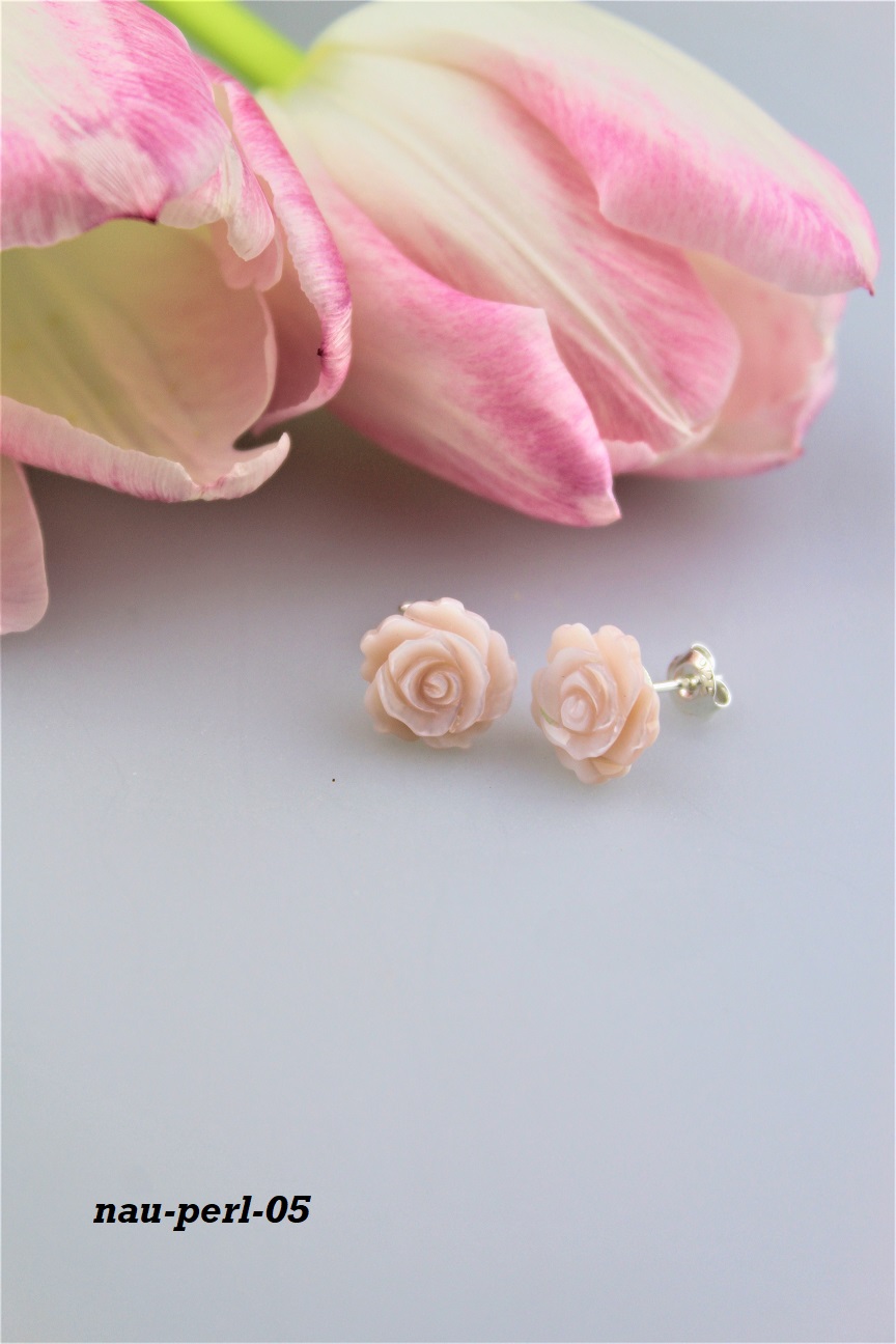 náušnice perleť ružová napichovacie