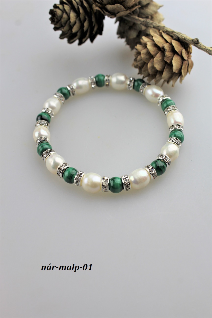 malachit perly náramok luxusný