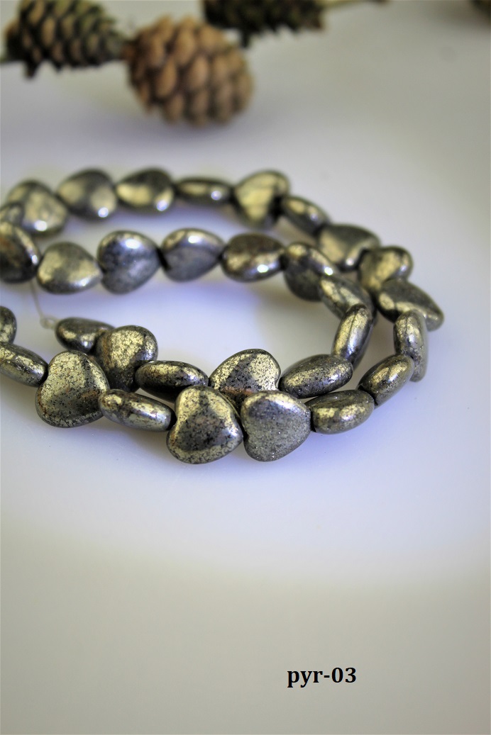 pyrit korálky 12mm srdiečka pyrit korálky 12mm srdiečka