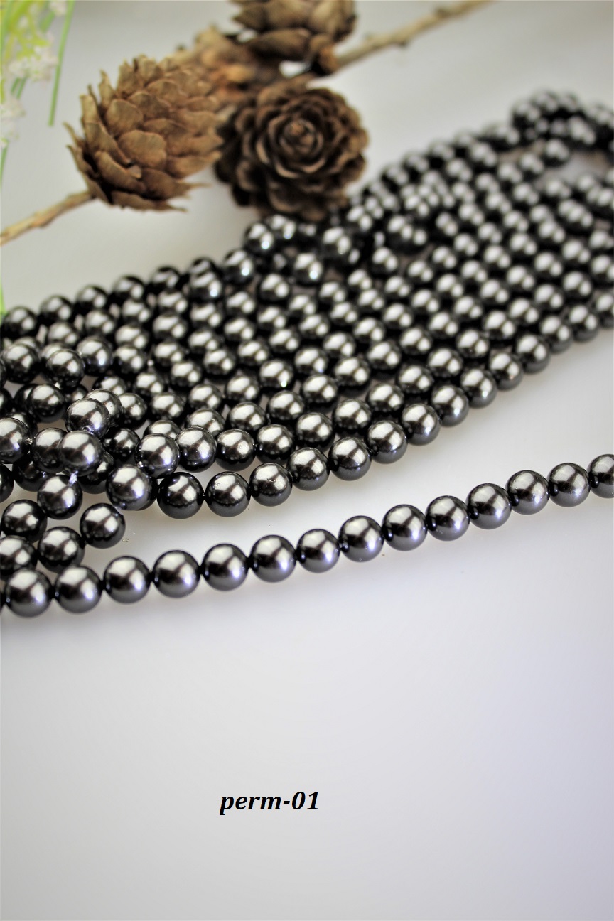 perly čierne 6mm korálky